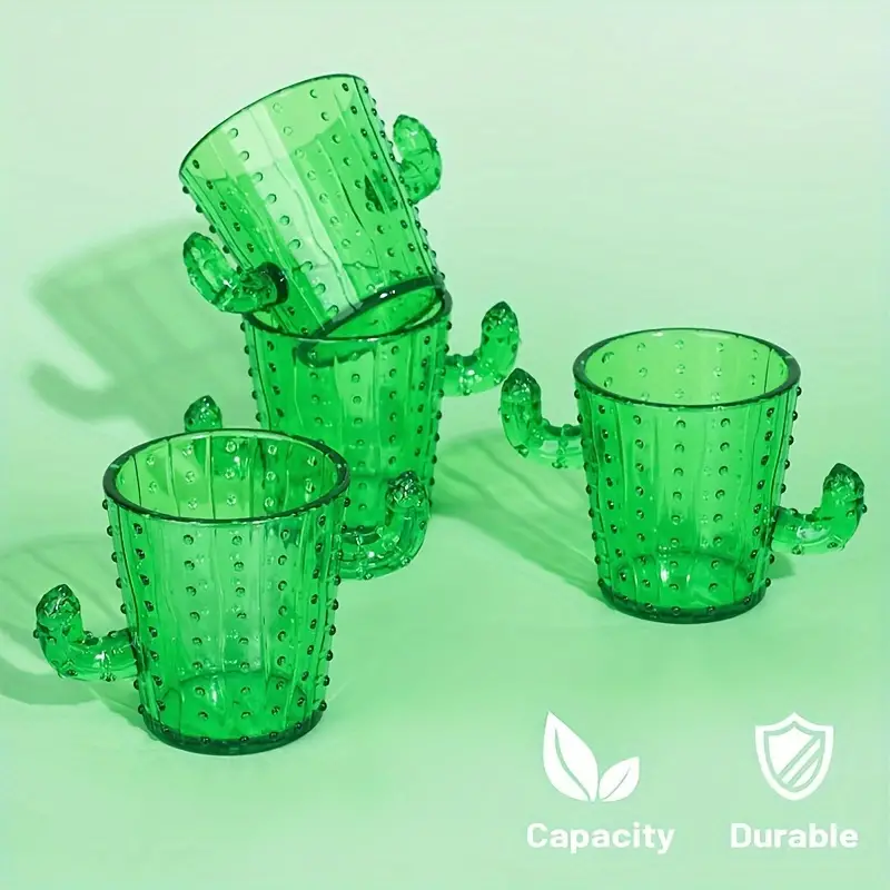 12-Piece Cactus Shot Glasses - 2Oz Mini Plastic Tequila Cups With Flower Handles For Cinco De Mayo, Bachelor Parties & Carnival Celebrations