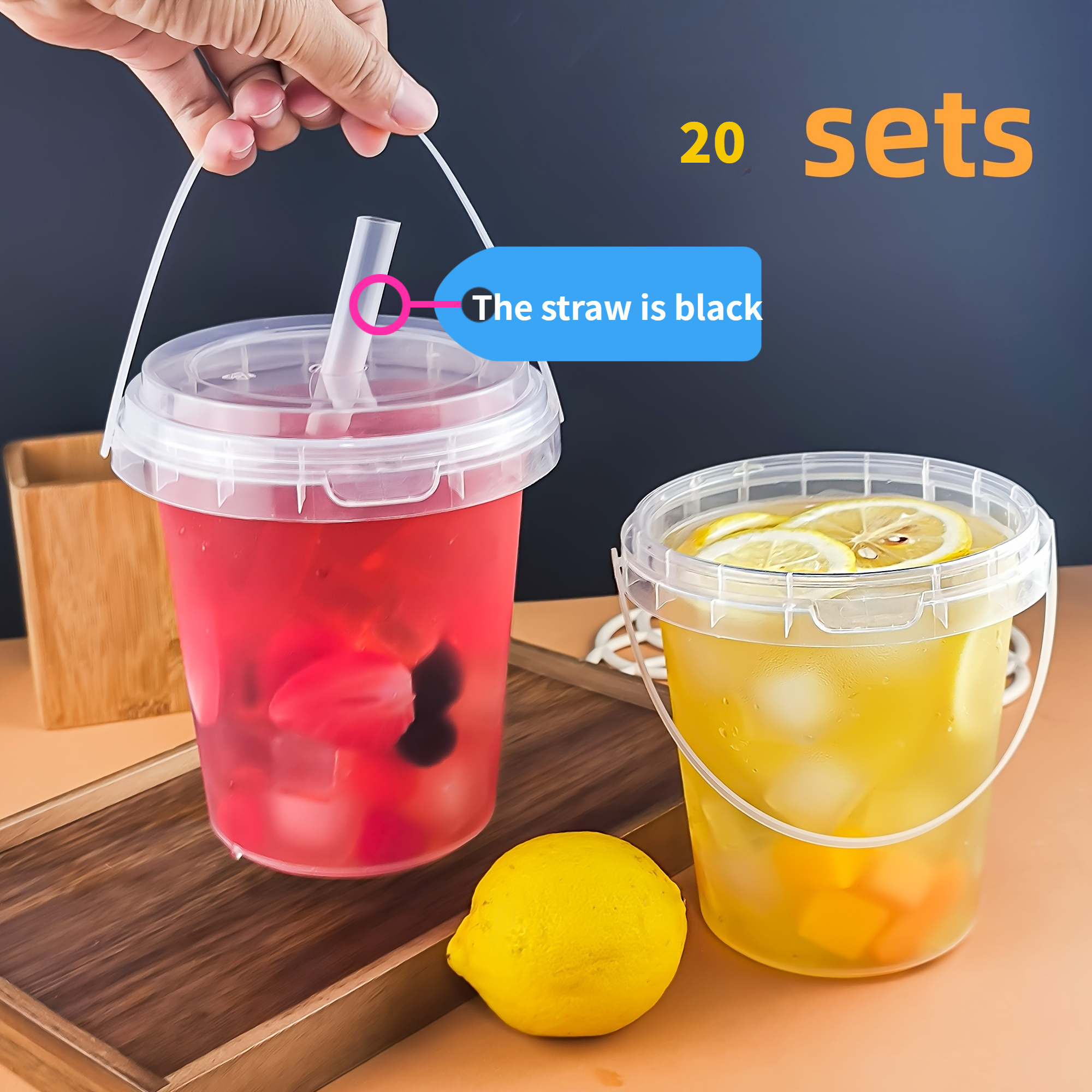 20-Pack Reusable Plastic Tumbler Cups with Lids & Straws, 34Oz Large BPA-Free Multipurpose Drinking Containers, Eco-Friendly Recyclable Hand Wash Only Party Cups for Iced Drinks & Fruit Infusions