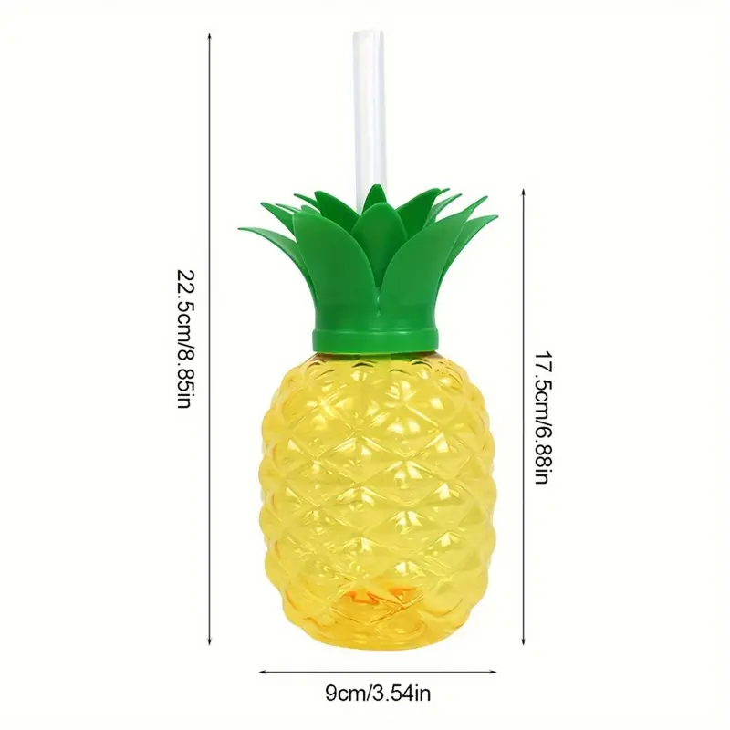 6pcs 500ml Fun and Unique Pineapple and Strawberry-Shaped Drinking Cup with Straw - Perfect for Summer Parties and Outdoor Activities