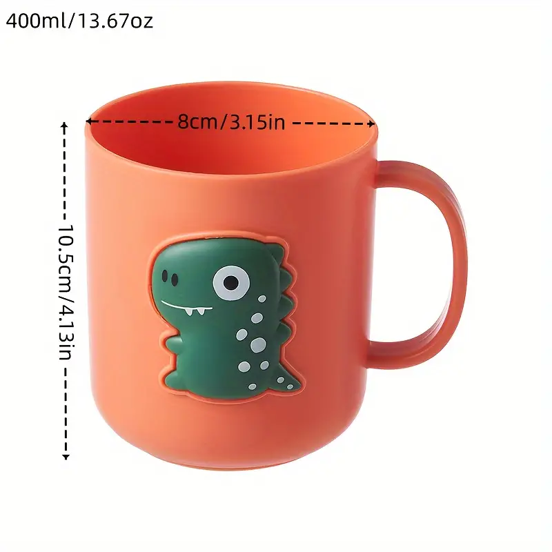 1pc Cute Cartoon Dinosaur Mug, Plastic Toothbrush Holder Cup, 13.53oz, 3D Nordic Style Drinking Cup, Multifunctional Bathroom Tumbler For Boys & Girls