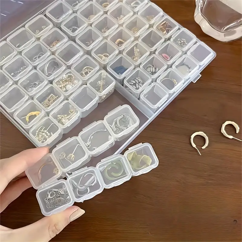 1pc Efficiently Store and Display Your Jewelry with our Transparent Organizer Box - 28 and 56 Compartments for Earrings and More