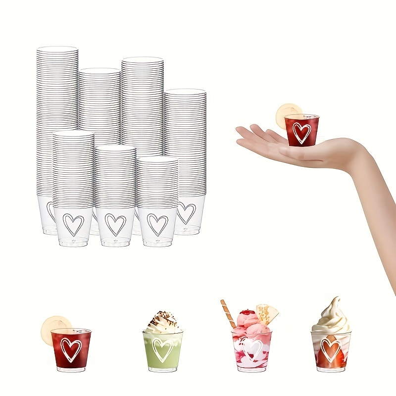 50pcs/100pcs, Plastic Disposable Hearts Wedding Cups Coffee Cups Paper Cups Small White Tasting Cups Drinking Cups Party Cups Plastic Shot Glasses