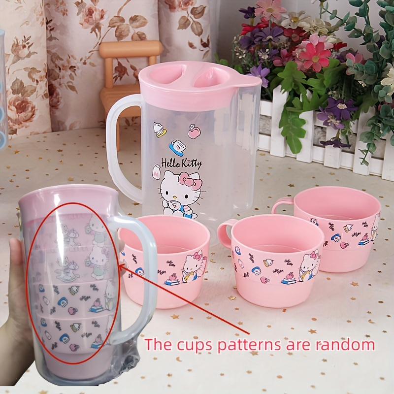 My Melody Kuromi Cinnamoroll Plastic Tumbler and Water Pitcher Set for Camping, Office, and Home Use