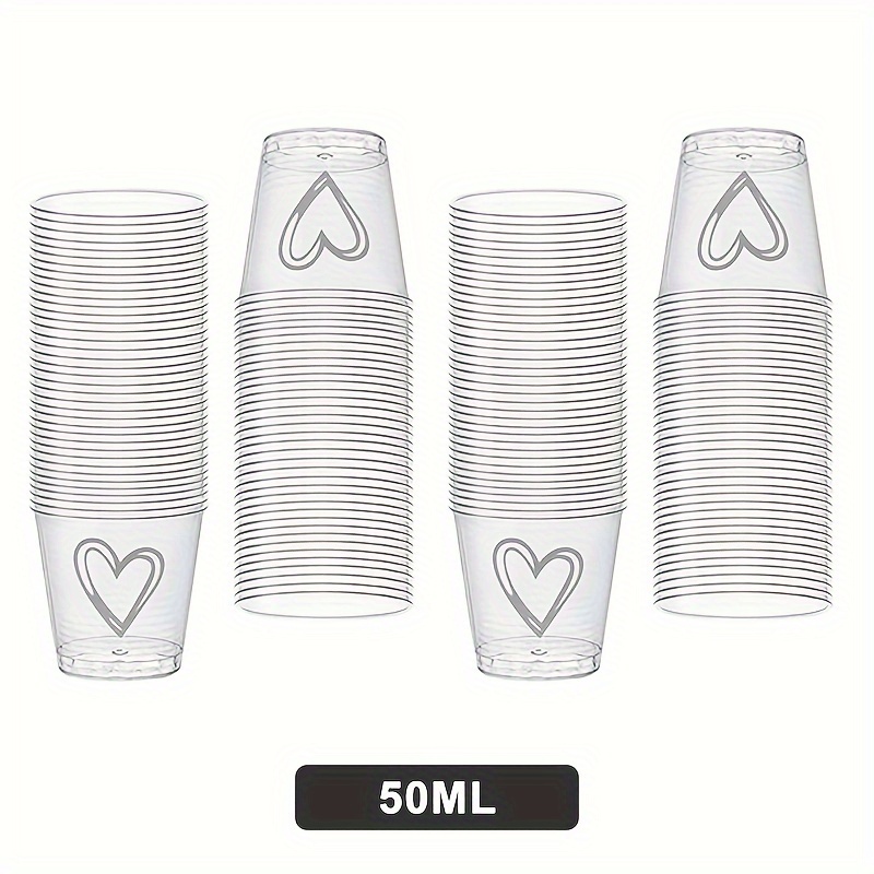 50pcs/100pcs, Plastic Disposable Hearts Wedding Cups Coffee Cups Paper Cups Small White Tasting Cups Drinking Cups Party Cups Plastic Shot Glasses