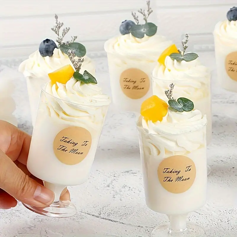 20pcs, Clear Dessert Cups, Plastic Cups For Dessert, Mousse Pudding Cups For Party & Catering, Baking Shop Supplies