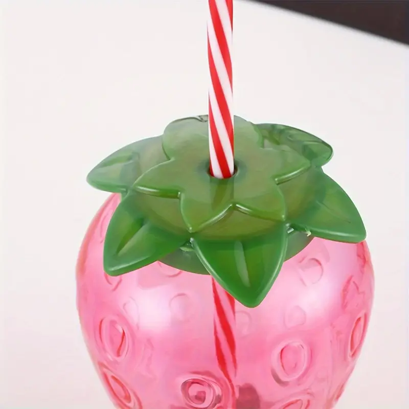 6pcs 500ml Fun and Unique Pineapple and Strawberry-Shaped Drinking Cup with Straw - Perfect for Summer Parties and Outdoor Activities