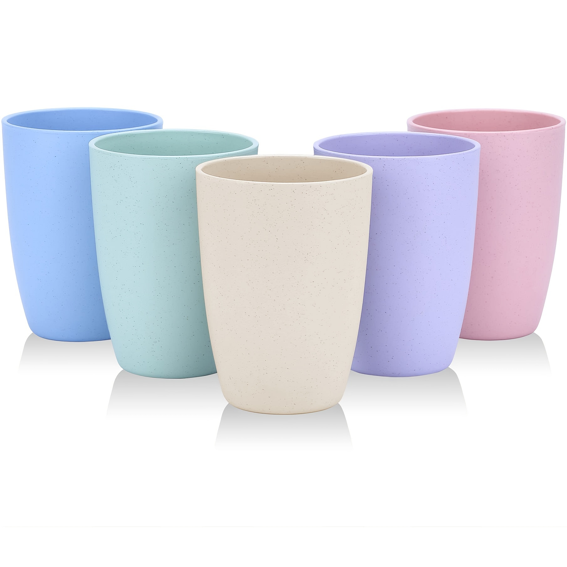 5pcs, Wheat Straw Unbreakable Cup (12 Oz), Reusable Drinking Cups, Dishwasher Safe Tumblers, BPA Free