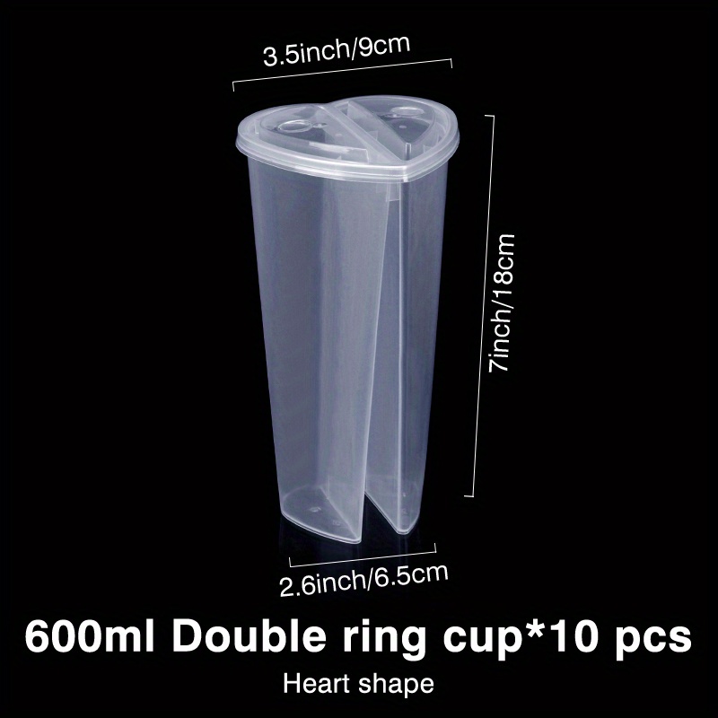 10pcs Heart-Shaped Disposable Cups with Lids - Perfect for Milk Tea, Juice, and More - 20.29oz Capacity