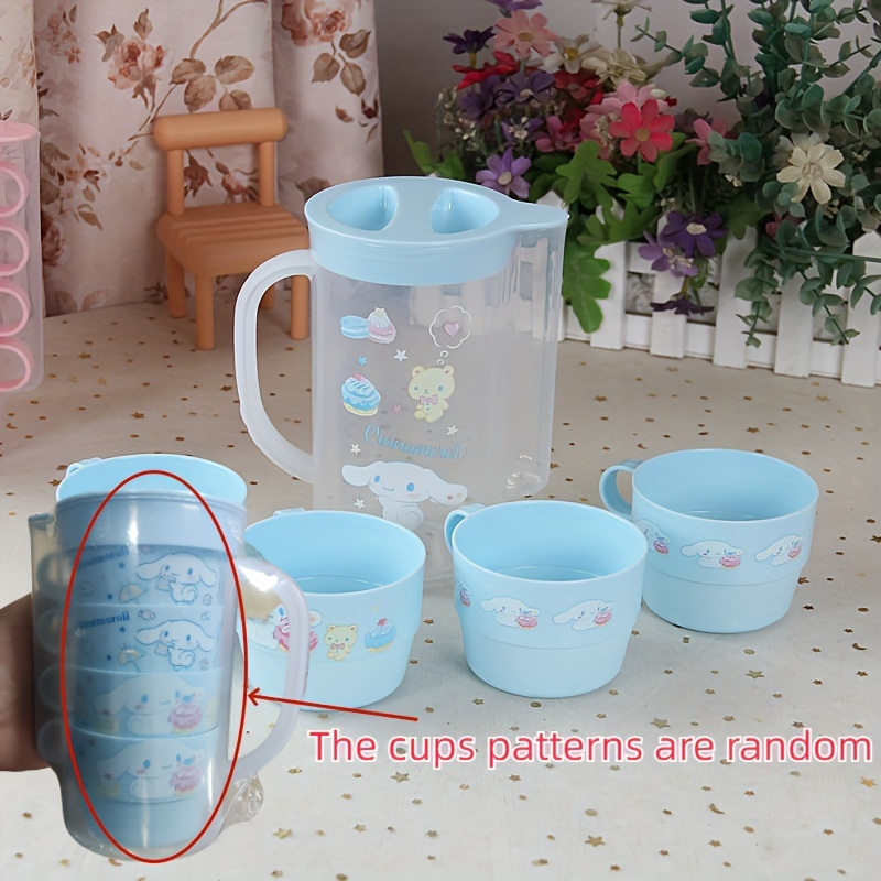 My Melody Kuromi Cinnamoroll Plastic Tumbler and Water Pitcher Set for Camping, Office, and Home Use