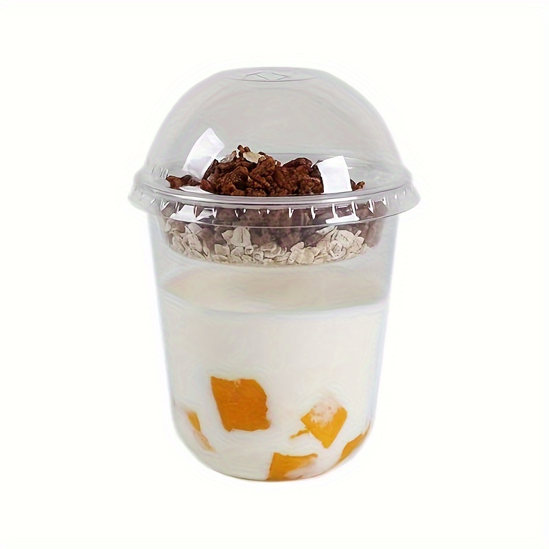 50pcs 9/12oz Clear Plastic Dessert Cups with Domed Lids - Disposable, Transparent, and Reusable for Hot and Cold Drinks, Yogurt, Cake, and Snacks - Perfect for Home, Kitchen, Party, Restaurant, Camping, Picnic, and Outdoor Events